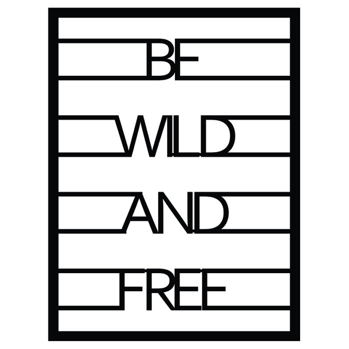 Wallity Be Wild And Free Escultura de Pared de Metal Negra
